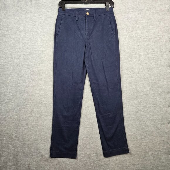 J.CREW Pants - J.CRW High-Rise Girlfriend Chino Navy Blue Casual Pant Size 00 NEW